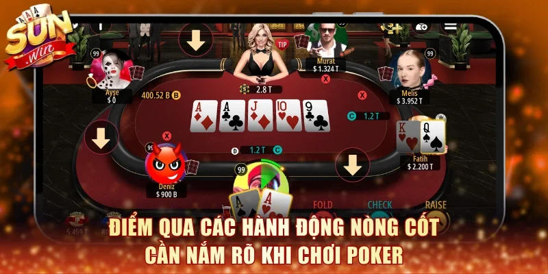 Điểm qua các hành động nòng cốt cần nắm rõ khi chơi Poker